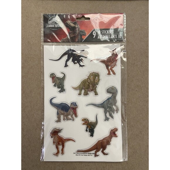 Dinosaurs 3D Stickers Stegosaurus Triceratops Brontosaurus Rex Jurassic World - Picture 2 of 3